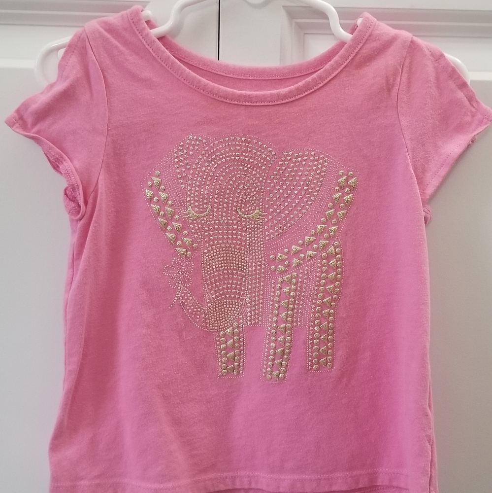 Childrens Place 3T Pink Shirt with Gold Elephant